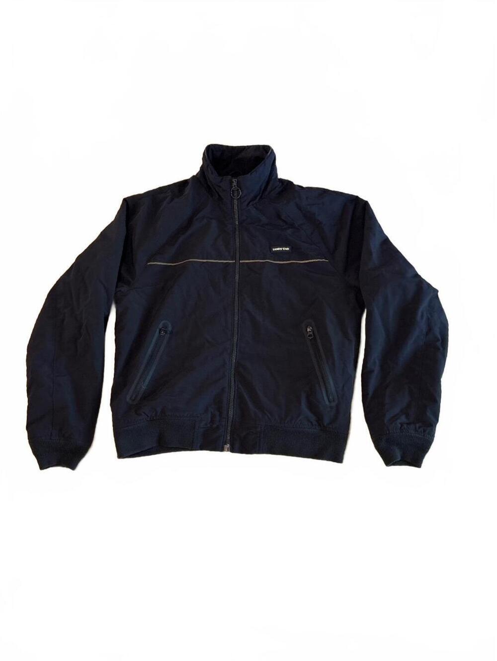 Lands End Mens Small 34 36 Navy Squall Jacket Fleece Lined Winter Bomber Coat